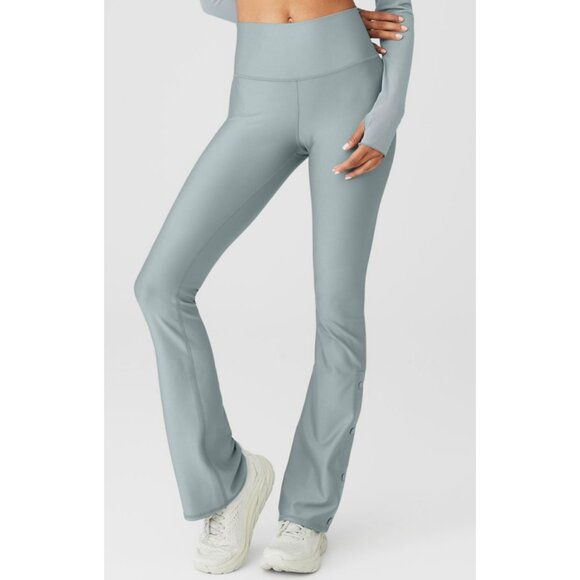 Alo High-Waist Game Changer Leggings Cosmic Grey Blue Green Bootcut Flare Pants - Picture 1 of 12